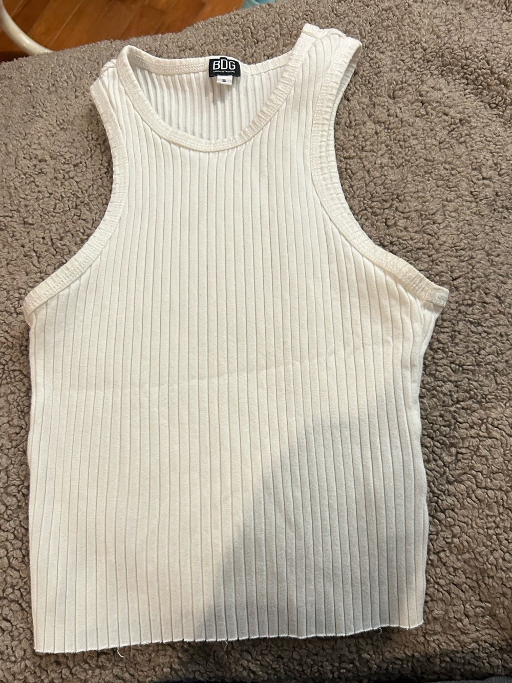 BDG Cream Ribbed Sleeveless Tank